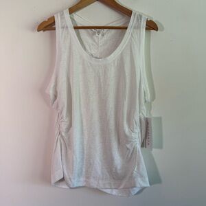 Athleta white breezy ruched tank top size XL NWT